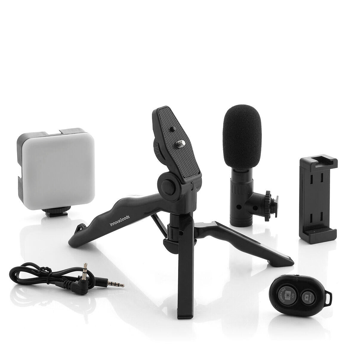 Kit Vlogging com Luz, Microfone e Mando Plodni InnovaGoods 6 Peças