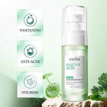 Sérum Reparador para Acne com Ácido Salicílico 40ml SADOER – Purifica, Desinflama e Regenera a Pele com Tendência Acneica