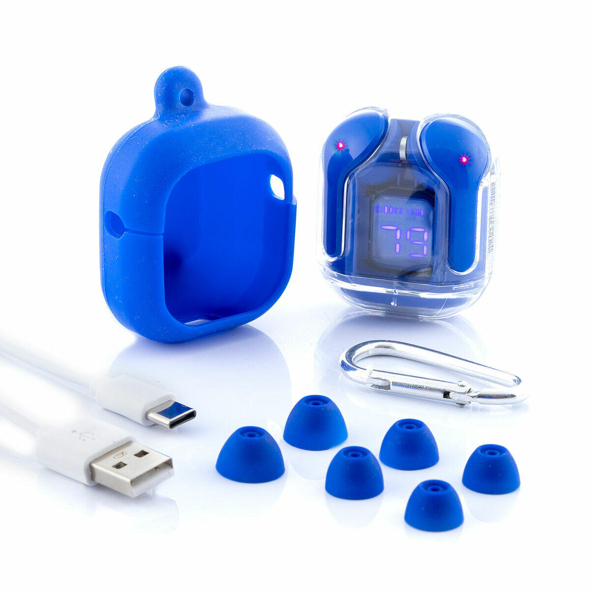 Auriculares Inalámbricos com Estuche de Carga Azul