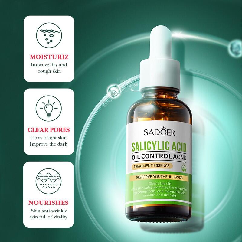 Essência de Tratamento com Ácido Salicílico 30ml – Controle da Acné, Redução de Grasa e Pele Visivelmente Mais Limpa