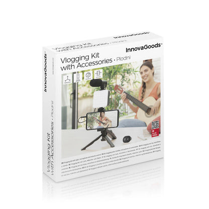 Kit Vlogging com Luz, Microfone e Mando Plodni InnovaGoods 6 Peças