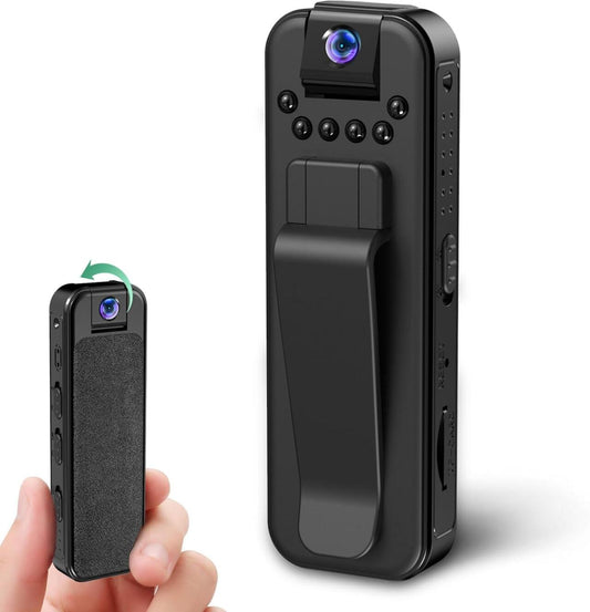 HKFUG Mini Câmera Corporal HD 1080P com Lente Giratória de 180°