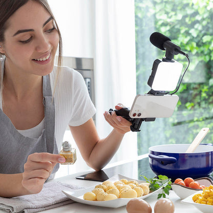 Kit Vlogging com Luz, Microfone e Mando Plodni InnovaGoods 6 Peças