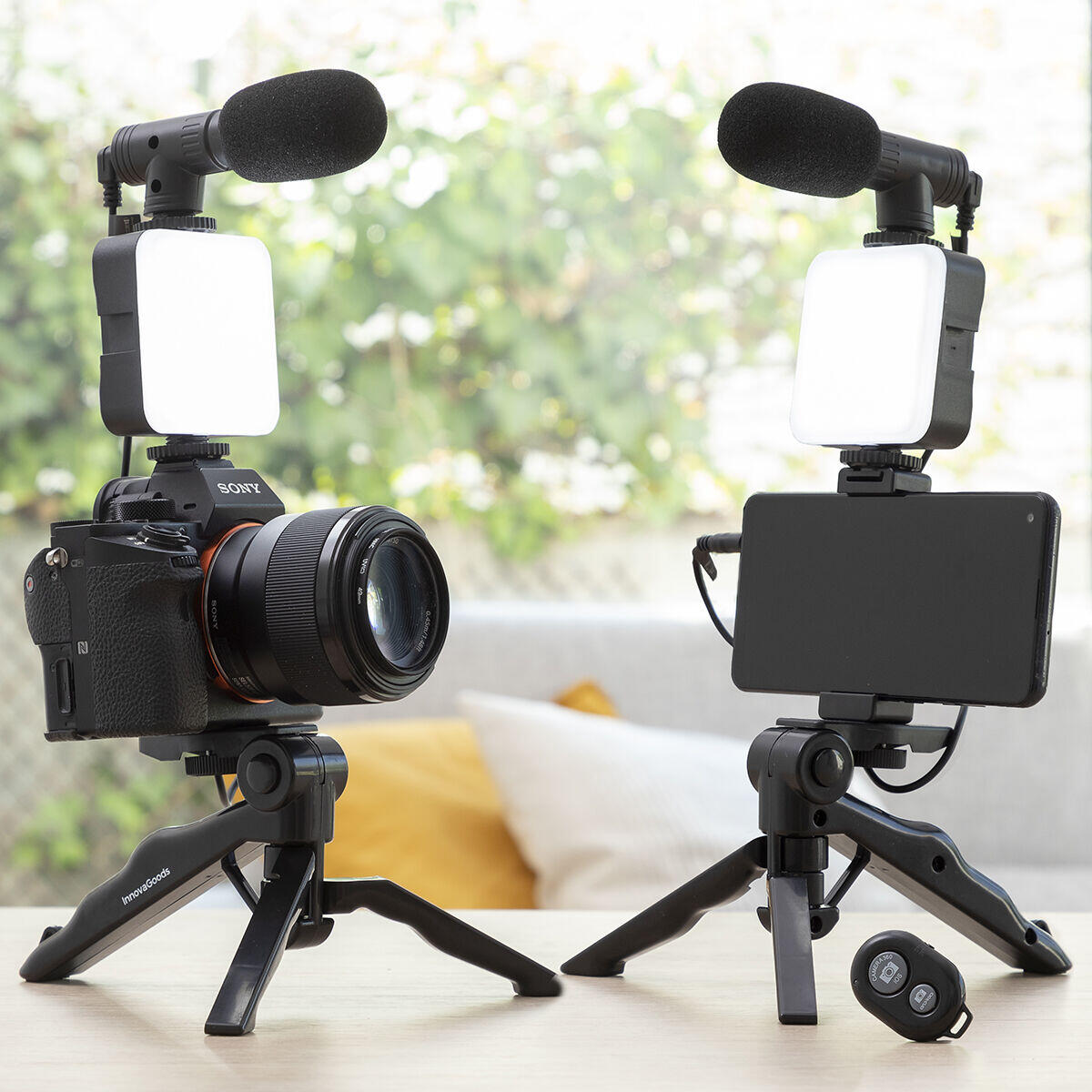 Kit Vlogging com Luz, Microfone e Mando Plodni InnovaGoods 6 Peças