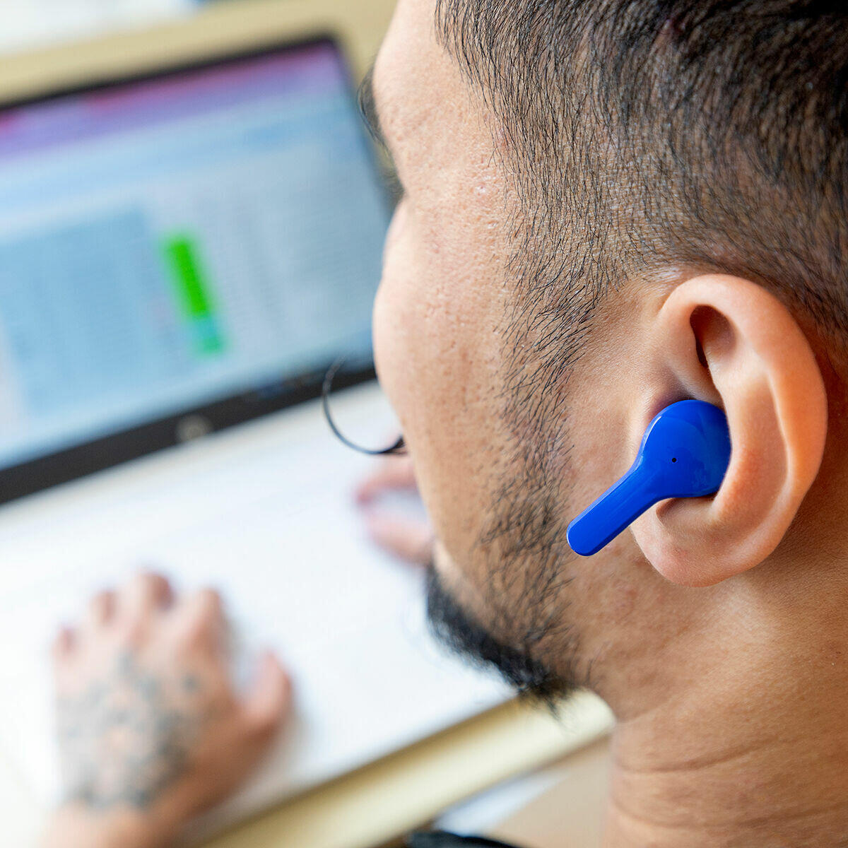 Auriculares Inalámbricos com Estuche de Carga Azul