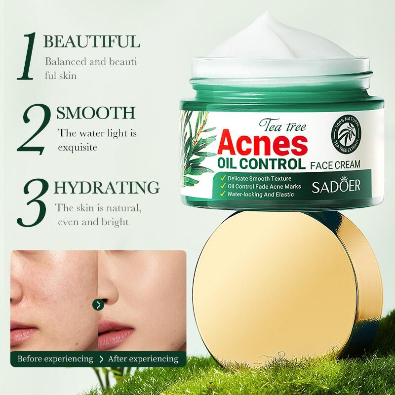 Creme Facial Controle da Acné com Aceite de Árbol de Té 50ml SADOER – Purifica, Calma e Regula o Exceso de Grasa