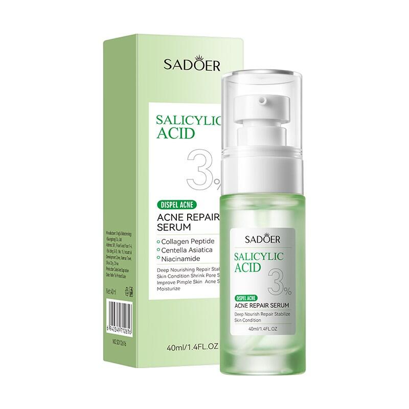 Sérum Reparador para Acne com Ácido Salicílico 40ml SADOER – Purifica, Desinflama e Regenera a Pele com Tendência Acneica