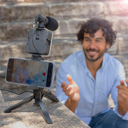 Kit Vlogging com Luz, Microfone e Mando Plodni InnovaGoods 6 Peças