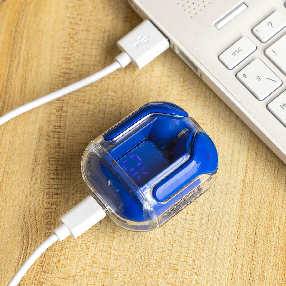 Auriculares Inalámbricos com Estuche de Carga Azul