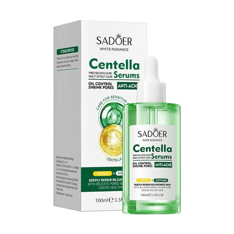 Solução Facial Multiefeitos com Centella Asiática 100ml SADOER – Calma, Regenera e Hidrata a Pele Sensível e Estresada