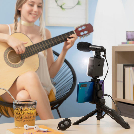 Kit Vlogging com Luz, Microfone e Mando Plodni InnovaGoods 6 Peças